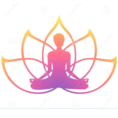 Silhouette meditating in front of a lotus flower.