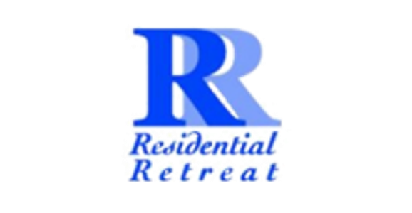 Logo with blue letter R and text Residential Retreat.