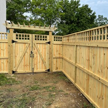 Special framed to last double gate and custom arbor!