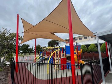 Shade sails over playground