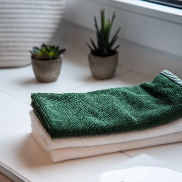 Cotton towels used during appointments.
