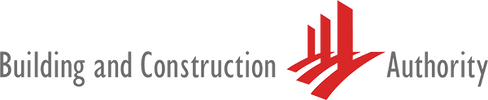 Logo of the Building and Construction Authority with red graphic elements.