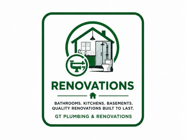 Alt Text: Kitchen and bathroom renovation icon by GT Plumbing & Renovations featuring plumbing rough-