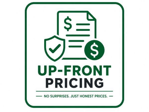 Alt Text: Up-front pricing icon representing transparent, honest plumbing estimates from GT Plumbing & Renova