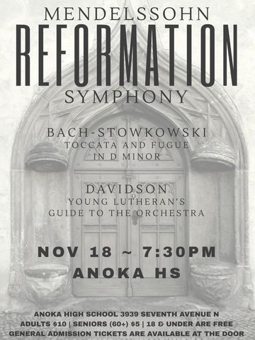 Concert poster. Text with concert details over the background of stone doors from Medieval era.