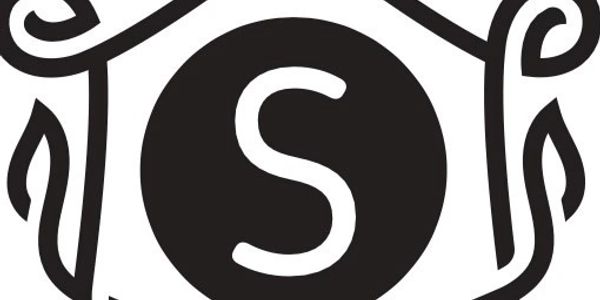 Black and white emblem with letter S in center.