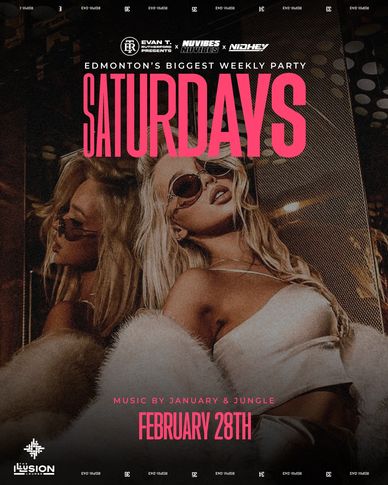 Edmonton’s biggest weekly Party every Saturday inside The Illusion Lounge. Open format Music.