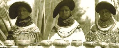 Historical picture of Seminole Indian women with Pine Needle Baskets