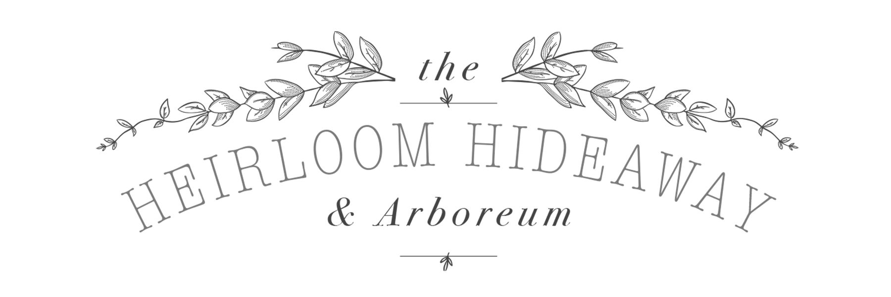The Heirloom Hideaway & Arboreum logo,  unique venue for special events, small weddings, elopements 