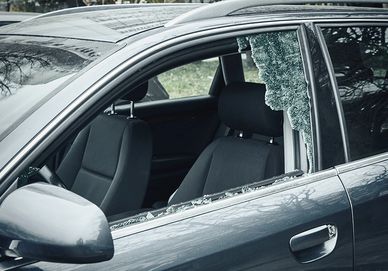 shattered glass crash auto automotive break shards prevent crime theft tint window tinting glass car