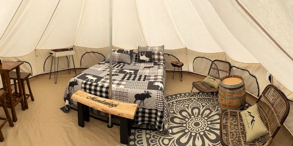 Queen Beds in each Glamping Site.
#steelmountainglamping.com #glamping #camping #glamping sites