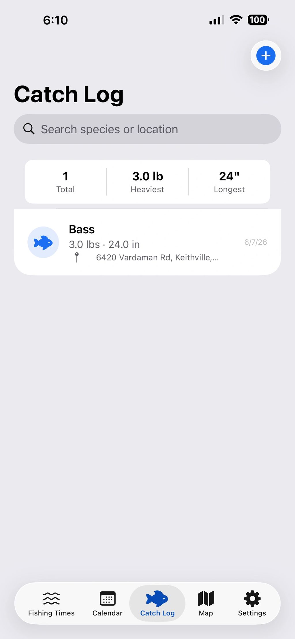 Catch Log Screenshot