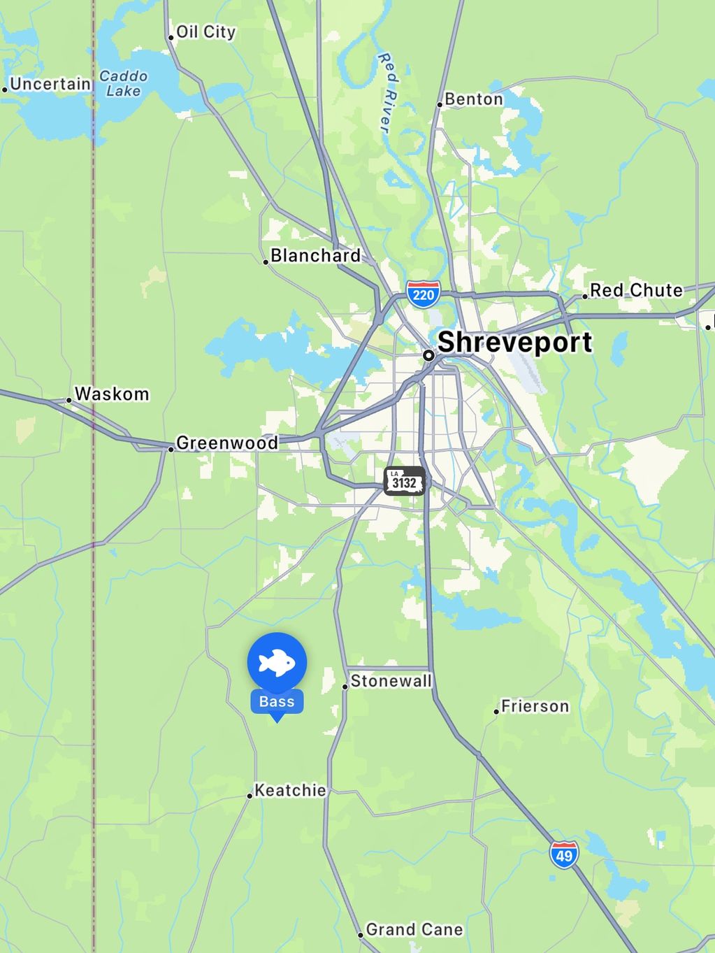 Map Feature Screenshot with Pin Drops marking fish catch.