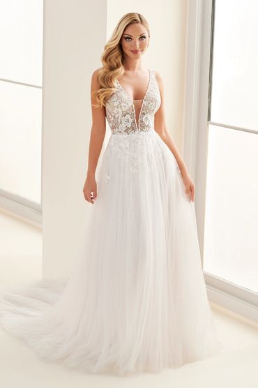 E505, Enchanting by Mon Cheri, A-Line, lace, sequin, tulle, wedding dress, Cambridge Ontario