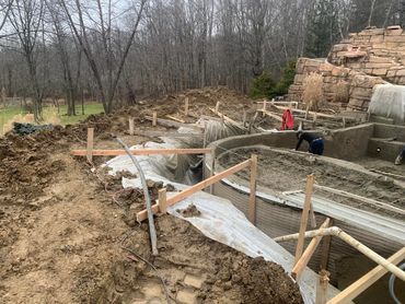 Inground cement pool. Inground gunite pool. Inground pool construction