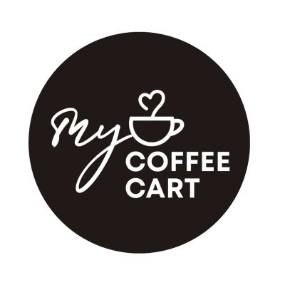 My Coffee Cart logo with a heart-shaped steam above a coffee cup.