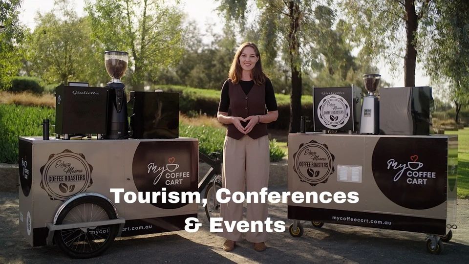 Two carts and a woman smiling - My Coffee Cart