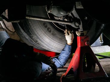 A man working on tires