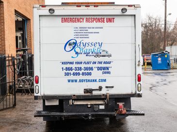 A truck is parked