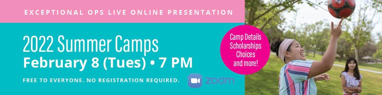 Online presentation about 2022 summer camps on February 8 at 7 PM with no registration needed.