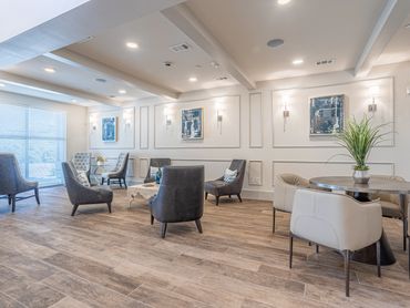 Clubhouse lounge at Palladium Garland Senior Living, an example of the spaces planned for Palladium