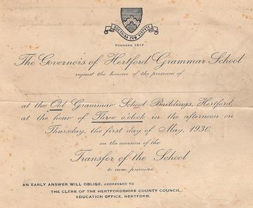The Governors of Hertford Grammar School
Invitation