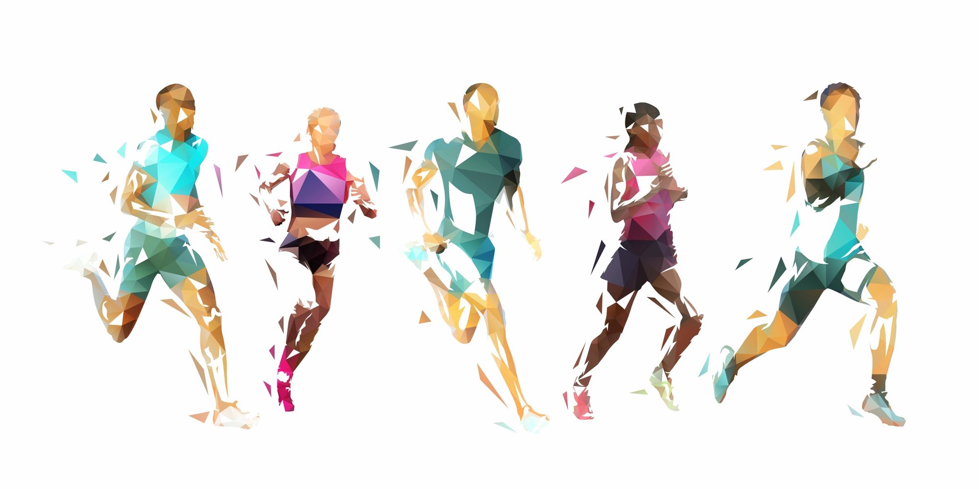 Dessin de sportifs hommes et femmes en train de courir