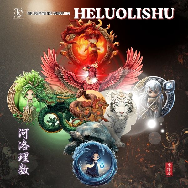 Colorful mythical creatures and characters representing elements in a fantasy setting.