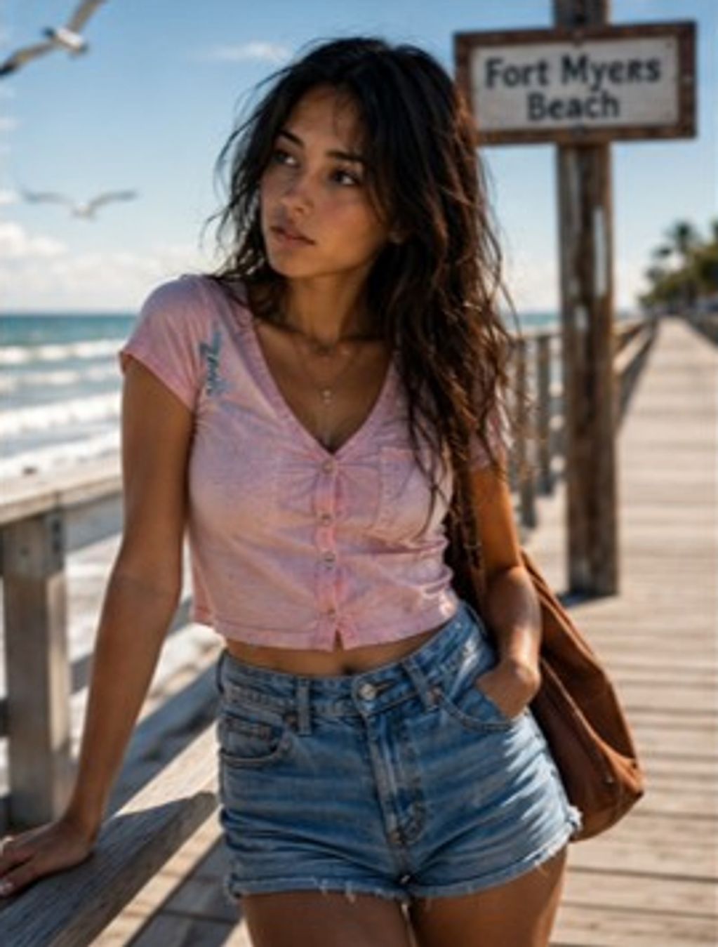 Kelly on the Fort Myers Beach, Florida boardwalk.
