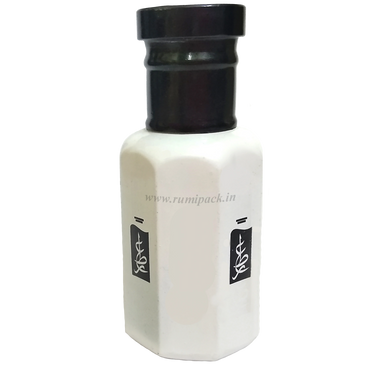 White printed attar bottle with name & logo printed in black | Wholesale Attar Bottle