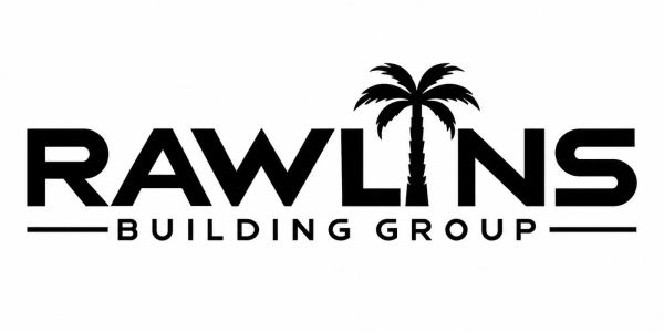 Logo of Rawlins Building Group with a palm tree.