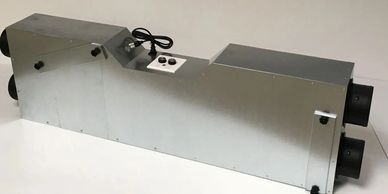 The BPE- XE-MIR-200i  air exchanger. Fans, filters, controls built into unit.