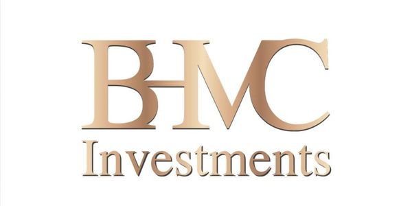 Elegant gold logo for BMC Investments on white background.