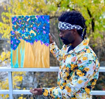 Acrylic painting wall art for sale small business creative product color Tree growth