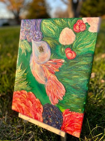 Acrylic painting wall art for sale small business creative product color hummingbird bird