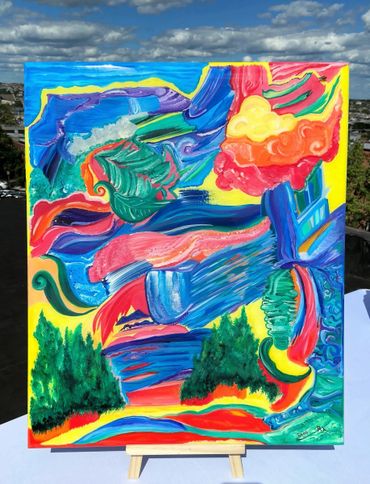 Acrylic painting wall art for sale small business creative product color Wild trip wild ride