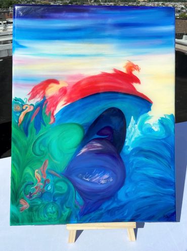 Acrylic painting wall art for sale small business creative product color Animals water