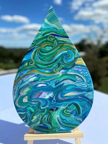 Acrylic painting wall art for sale small business creative product color Waves water