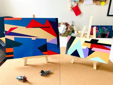 Acrylic painting wall art for sale small business geometric artpiece product baltimore artist color