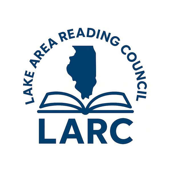 Open book with Lake Area Reading Council logo