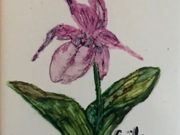 “Path” Alcohol Ink Painted Tile includes Stand