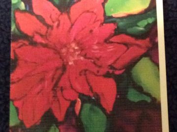 “Holiday Point” Cards.  Alcohol Ink painting printed on cards.Blank Inside. Pkge of 6 cards and enve