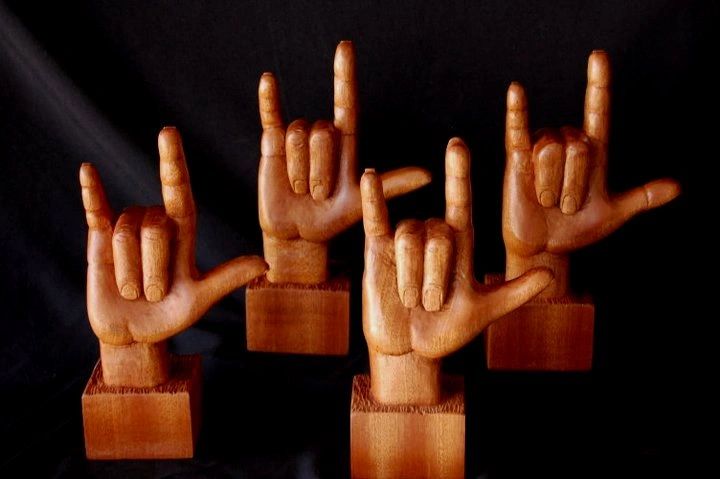 America Sign Language, I love you, custom wood carving, wood sculpture