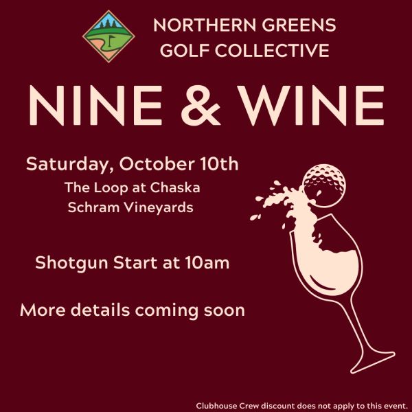 Golf and wine event announcement for October 10th.