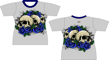 Blue Flower Skull Sports Shirt