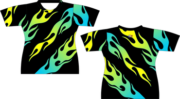 Blue Green Flames Sublimated Shirt