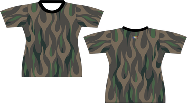 Green Camouflage Flames Sublimated Shirt
