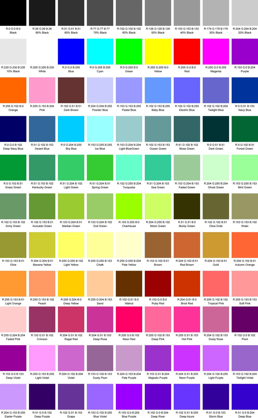 Sublimation Colors