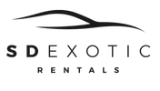 Logo for SD Exotic Rentals with a car silhouette.