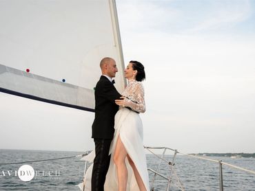 Martha's Vineyard wedding aboard a sailboat